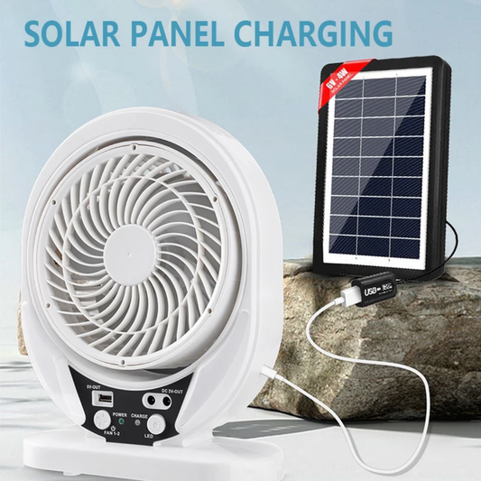 Ventilo Rechargeable avec panneau solaire