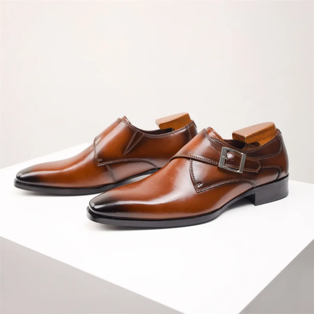 Soulier Monk à Boucle Simple en Cuir Véritable