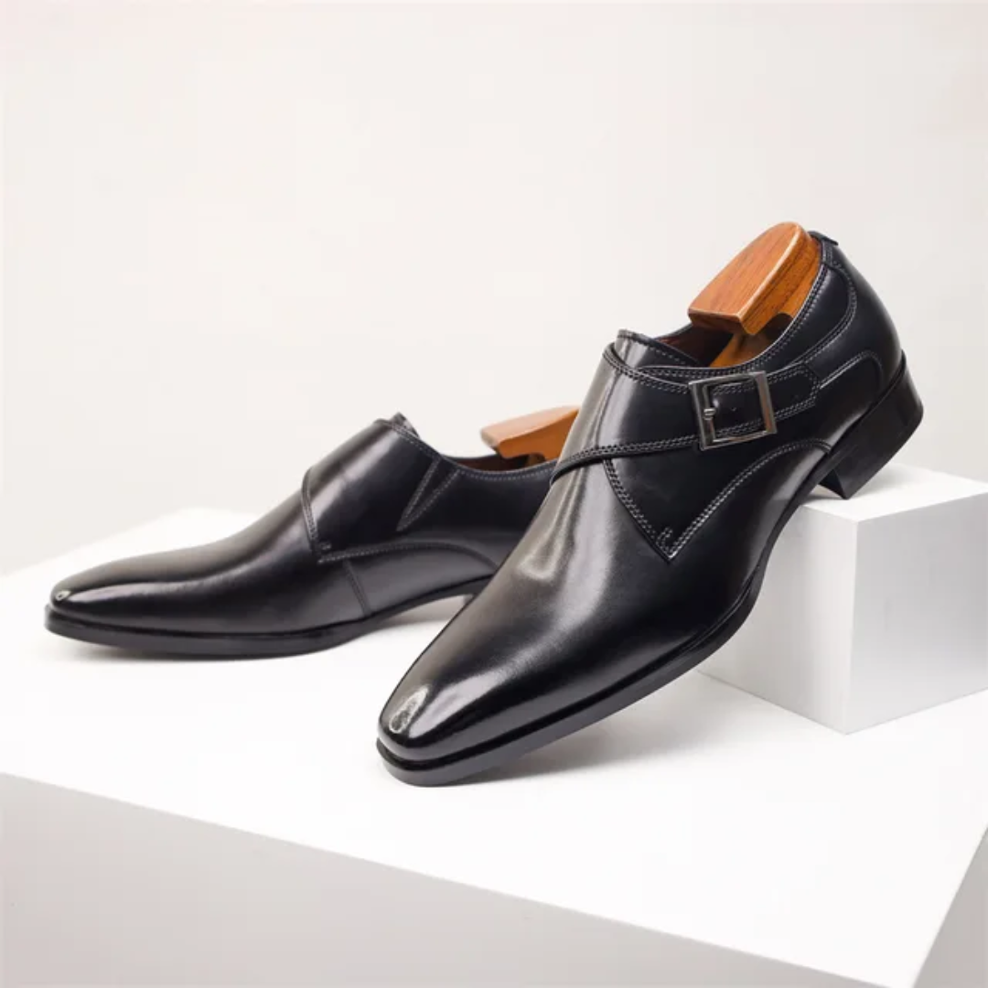 Soulier Monk à Boucle Simple en Cuir Véritable