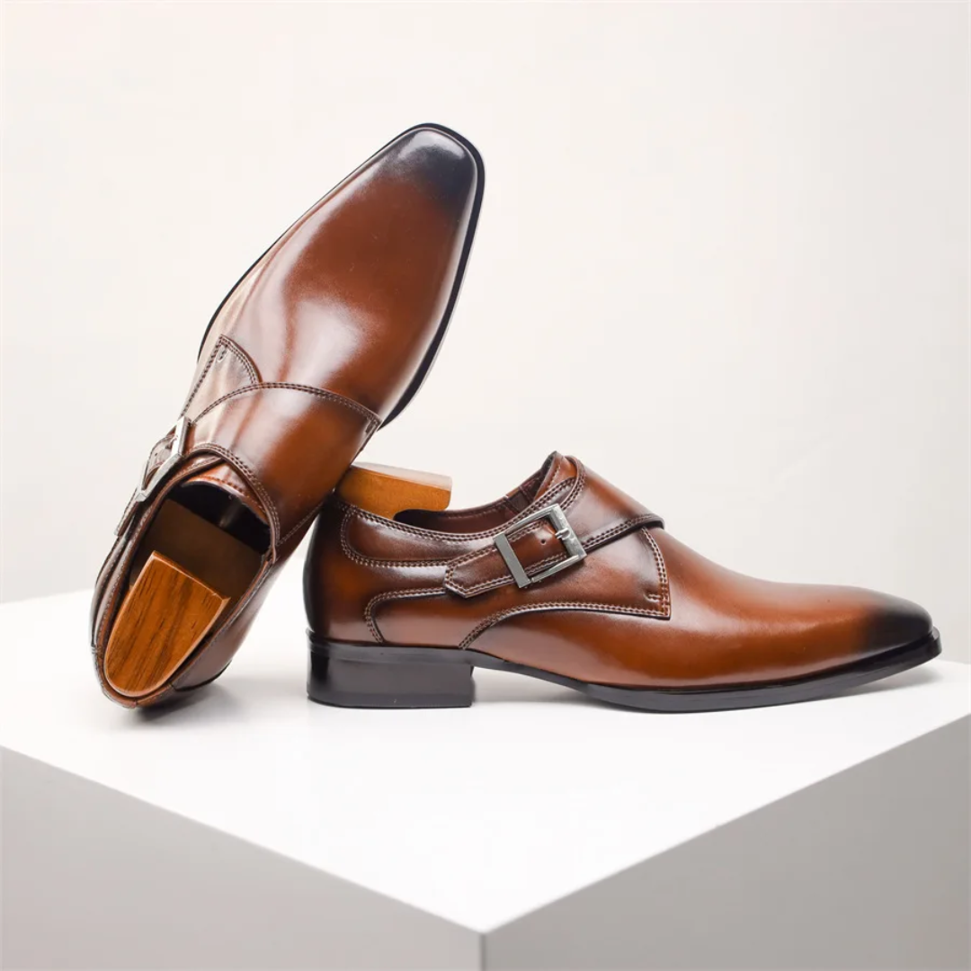 Soulier Monk à Boucle Simple en Cuir Véritable