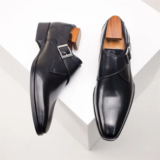 Soulier Monk à Boucle Simple en Cuir Véritable