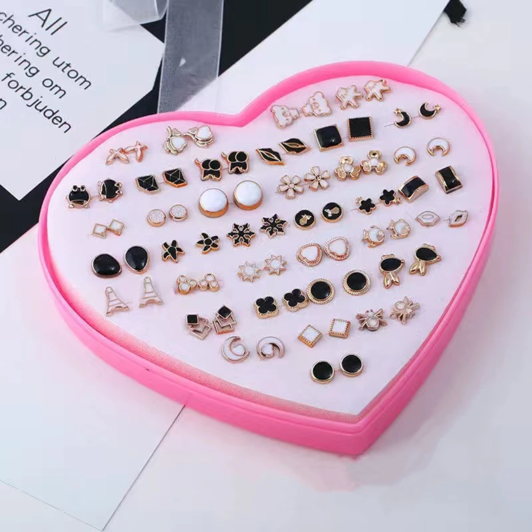 Coffret 36 paires de boucles d'oreiles