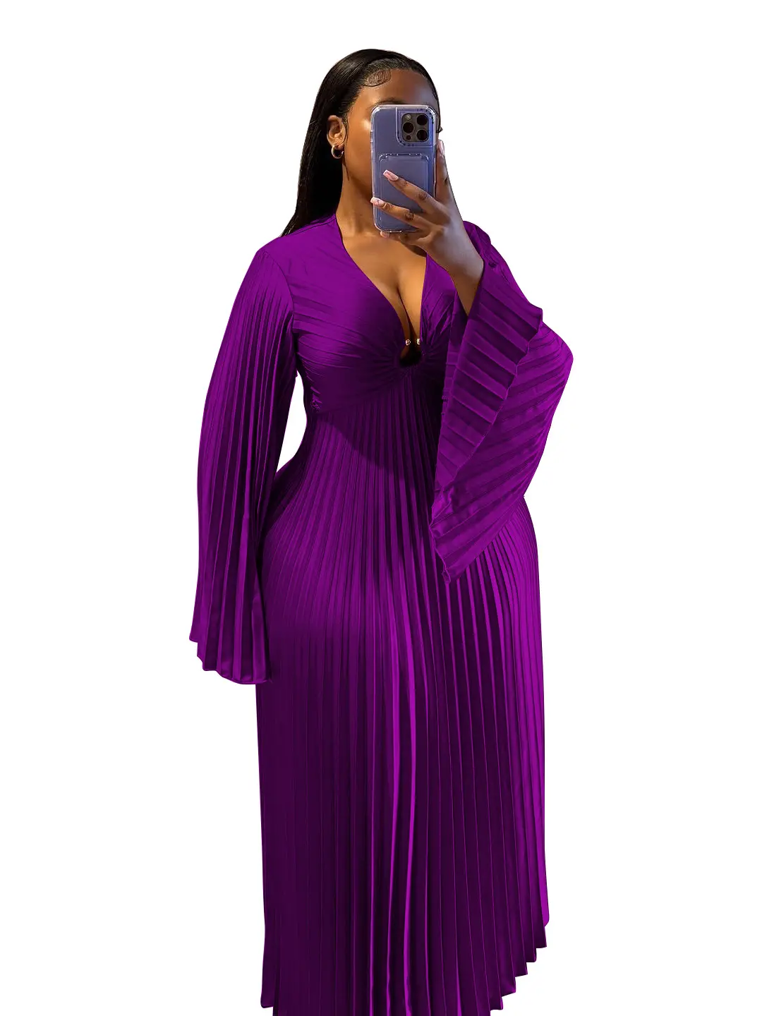 Robe3: Robe élégante plisser en col V