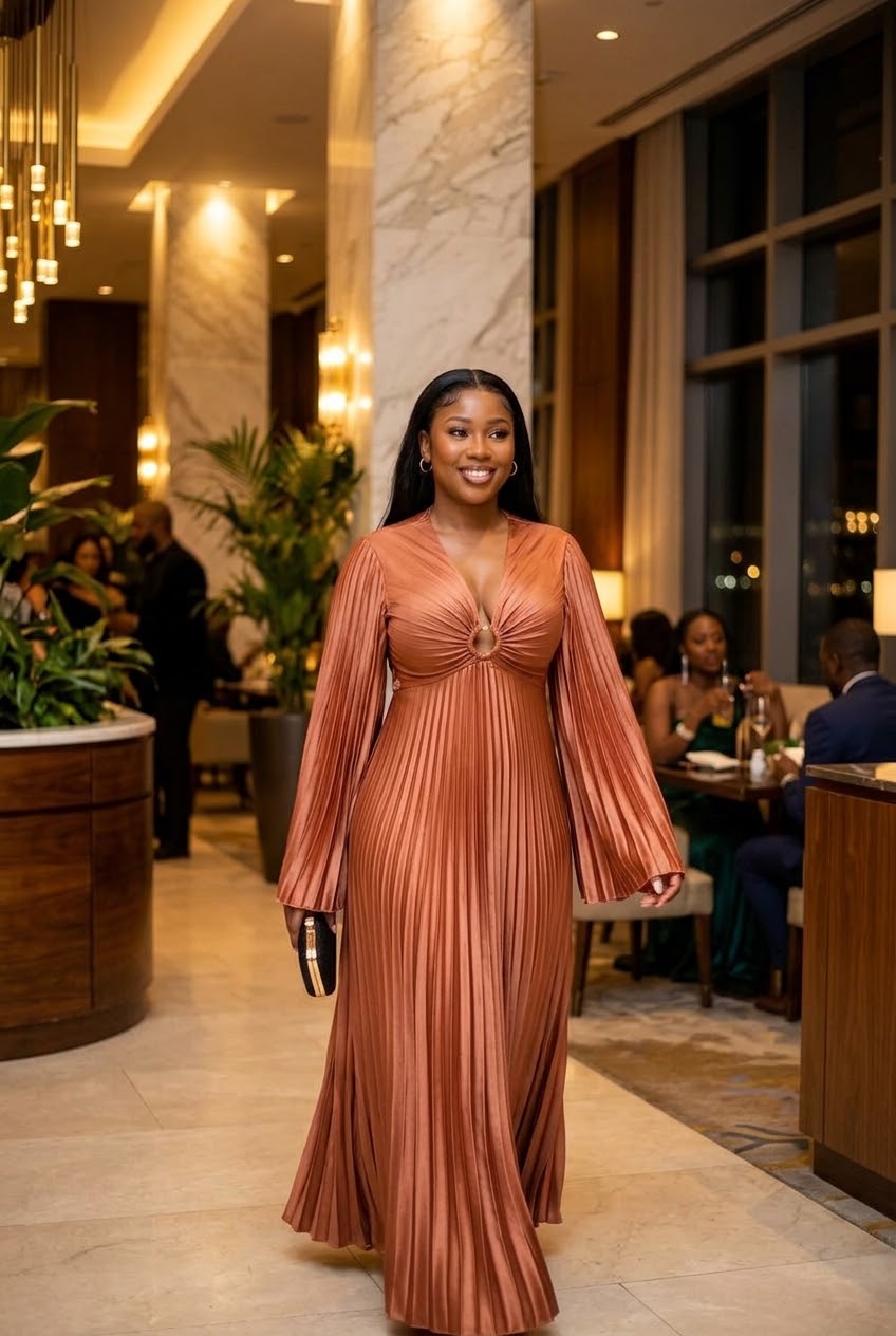 Robe3: Robe élégante plisser en col V