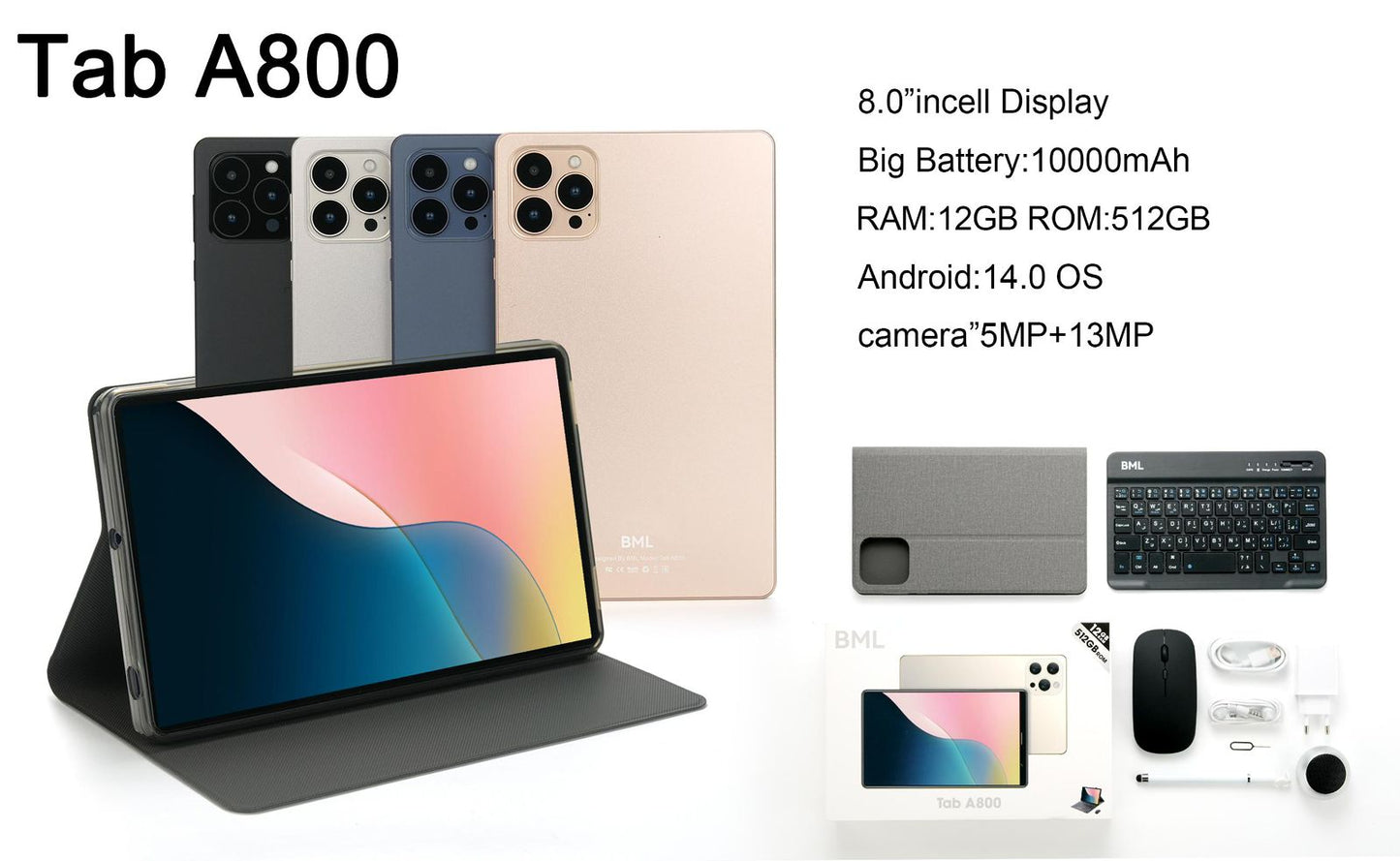 Tablette 8' avec SIM et clavier BML Tab A800